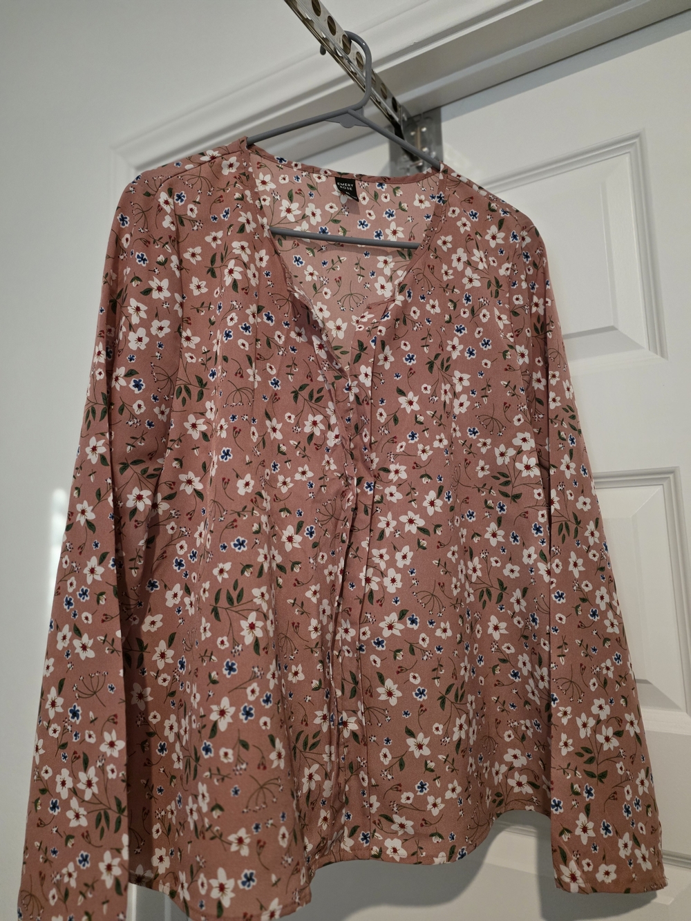 SHEIN Rose Floral Tie-Front Blouse